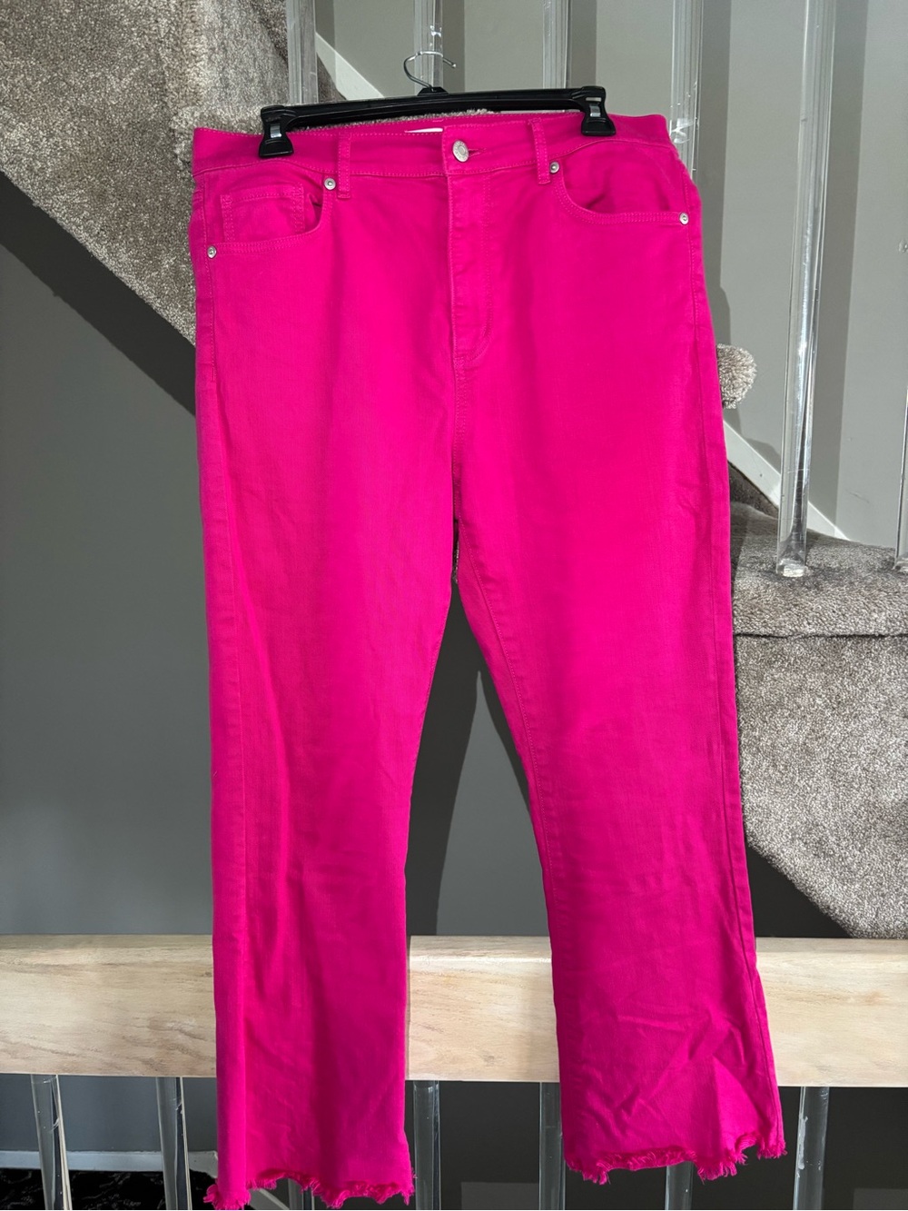 LOFT Hot Pink Cropped Straight Jeans